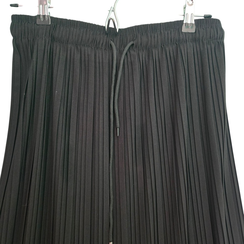 Goth Black Pleated Maxi Skirt Small Accordion Pleat Long Skirt Dressy Minimal - Picture 2 of 8